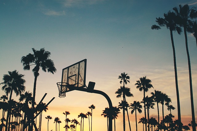 Basketball hoop sunset